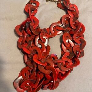 Sassy Jones Red Sculptural Necklace